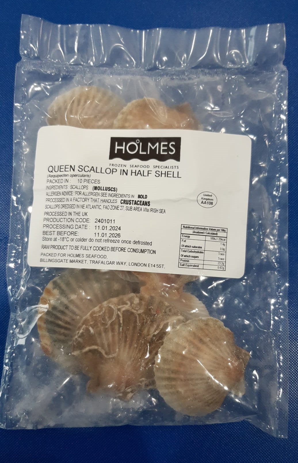 Queen Scallops in Half Shell - 10 pieces