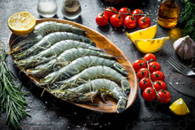 Load image into Gallery viewer, Black Tiger Prawns - head on, shell on - 1kg
